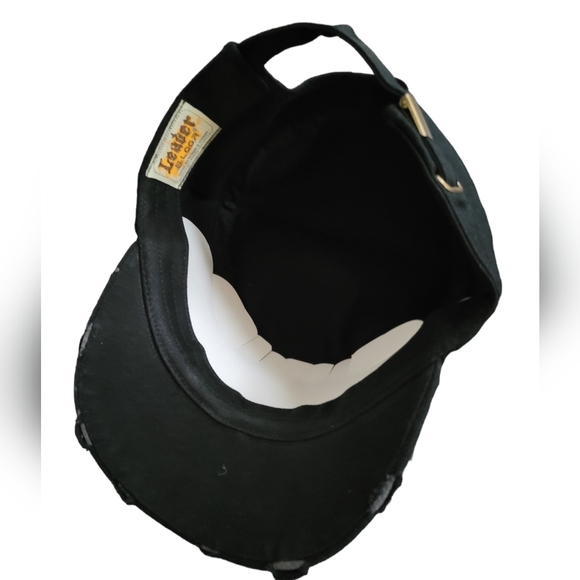 💕HP💕NEW Black Distressed/Bling Breast Cancer Ribbon Hat💕 - Picture 5 of 6